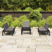 vidaXL 4 Piece Patio Lounge Set with Cushions Plastic Gray