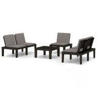 vidaXL 4 Piece Patio Lounge Set with Cushions Plastic Gray