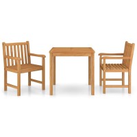 Vidaxl 3 Piece Patio Dining Set Solid Teak Wood