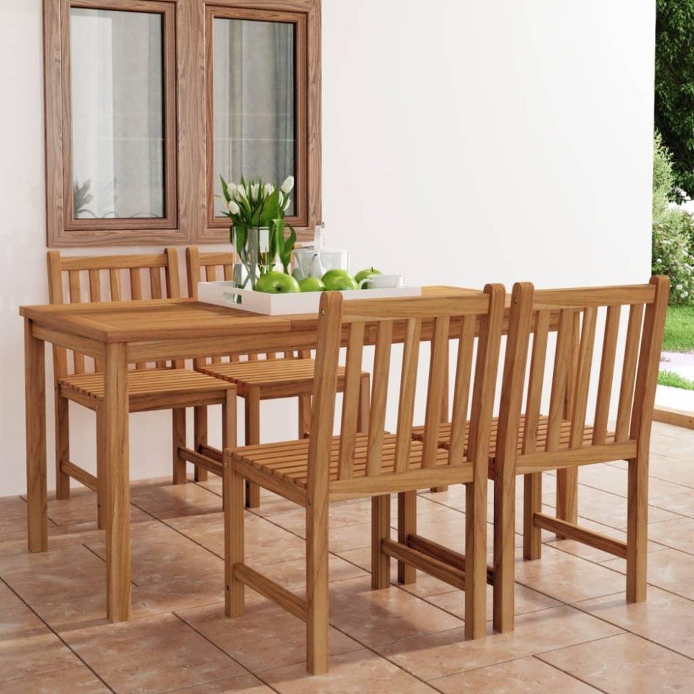 Vidaxl 5 Piece Patio Dining Set Solid Teak Wood