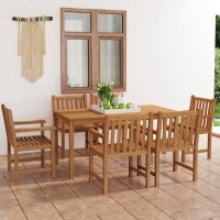 vidaXL 7 Piece Patio Dining Set Solid Teak Wood