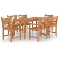 vidaXL 7 Piece Patio Dining Set Solid Teak Wood