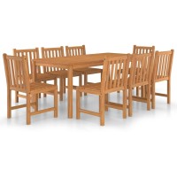 vidaXL 9 Piece Patio Dining Set Solid Teak Wood