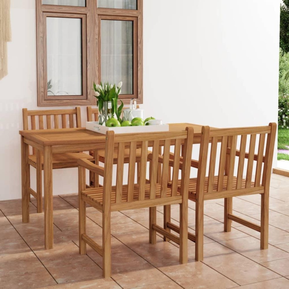 vidaXL 5 Piece Patio Dining Set Solid Teak Wood