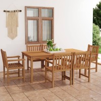 vidaXL 7 Piece Patio Dining Set Solid Teak Wood