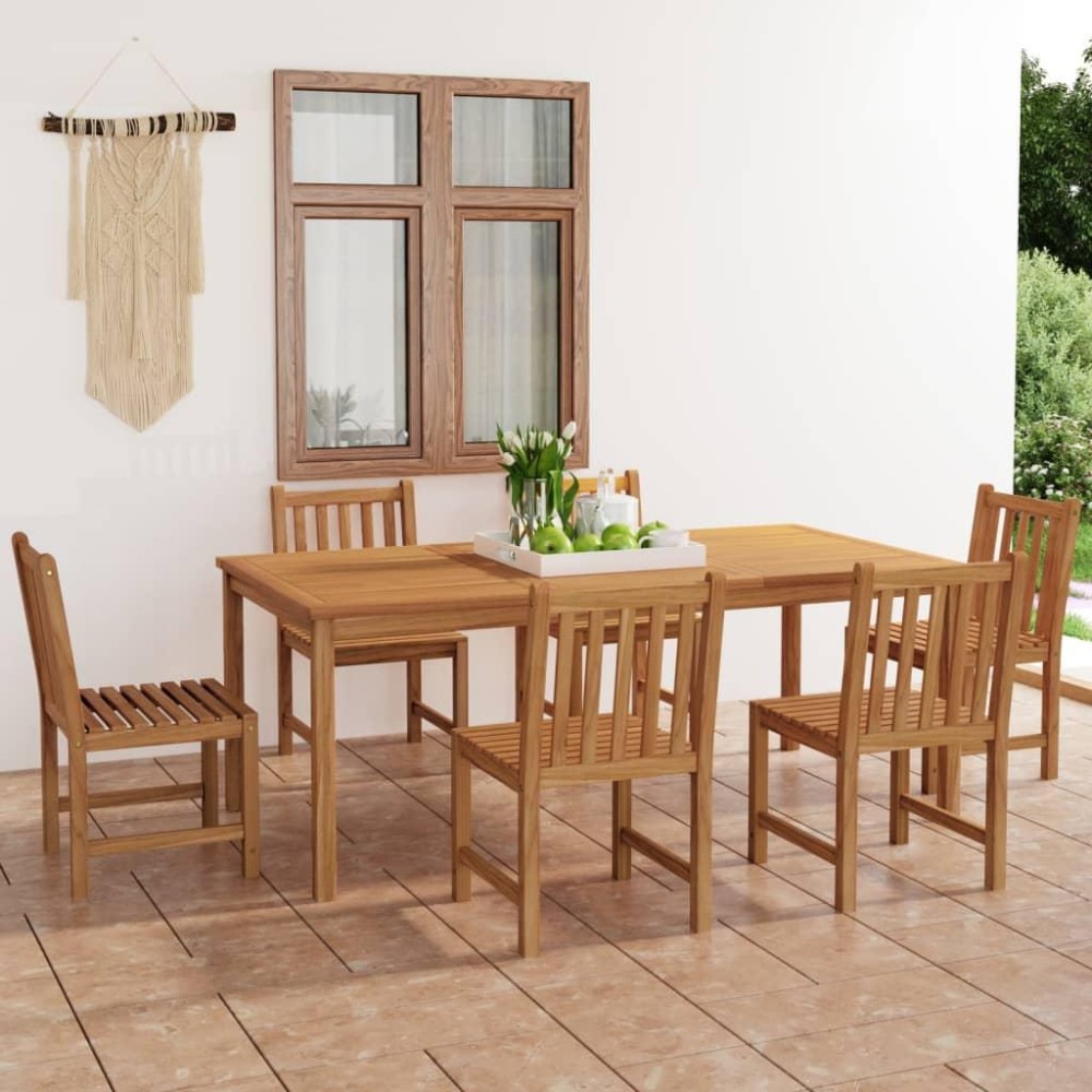 vidaXL 7 Piece Patio Dining Set Solid Teak Wood