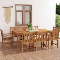 vidaXL 9 Piece Patio Dining Set Solid Teak Wood