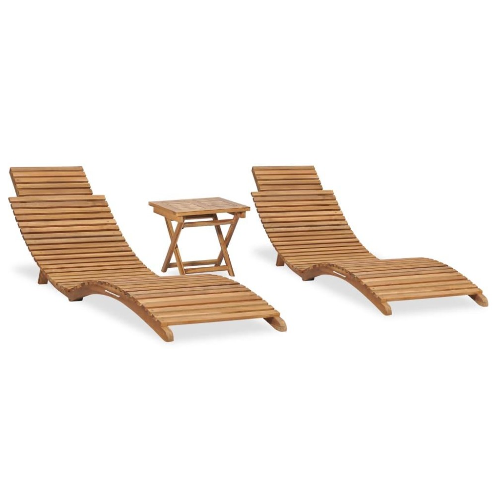 vidaXL 3 Piece Folding Patio Lounge Set Solid Teak Wood