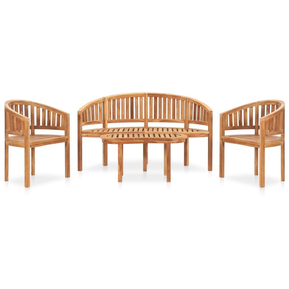 Vidaxl 4 Piece Banana Patio Lounge Set Solid Teak Wood