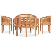 Vidaxl 5 Piece Banana Patio Lounge Set Solid Teak Wood