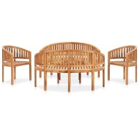 vidaXL 5 Piece Banana Patio Lounge Set Solid Teak Wood