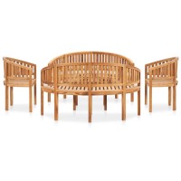 vidaXL 5 Piece Banana Patio Lounge Set Solid Teak Wood