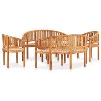 vidaXL 5 Piece Banana Patio Lounge Set Solid Teak Wood