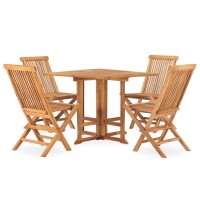 vidaXL 5 Piece Folding Patio Dining Set Solid Teak Wood