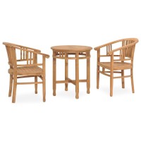 Vidaxl 3 Piece Patio Dining Set Solid Teak Wood