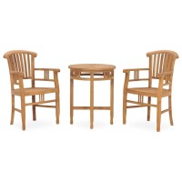 Vidaxl 3 Piece Patio Dining Set Solid Teak Wood