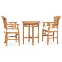 Vidaxl 3 Piece Patio Dining Set With Cushions Solid Teak Wood