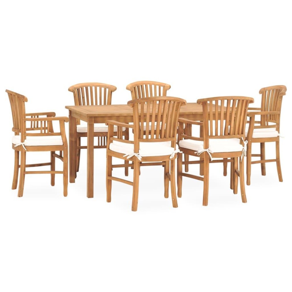 vidaXL 7 Piece Patio Dining Set with Cushions Solid Teak Wood