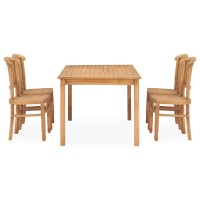 vidaXL 5 Piece Patio Dining Set Solid Teak Wood