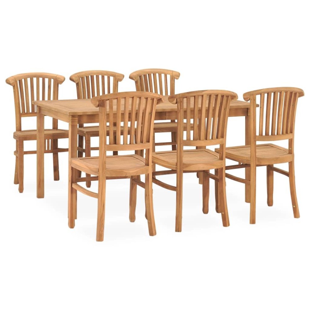 vidaXL 7 Piece Patio Dining Set Solid Teak Wood