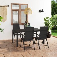 vidaXL 5 Piece Patio Dining Set Black