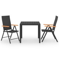 vidaXL 3 Piece Patio Dining Set Black and Brown