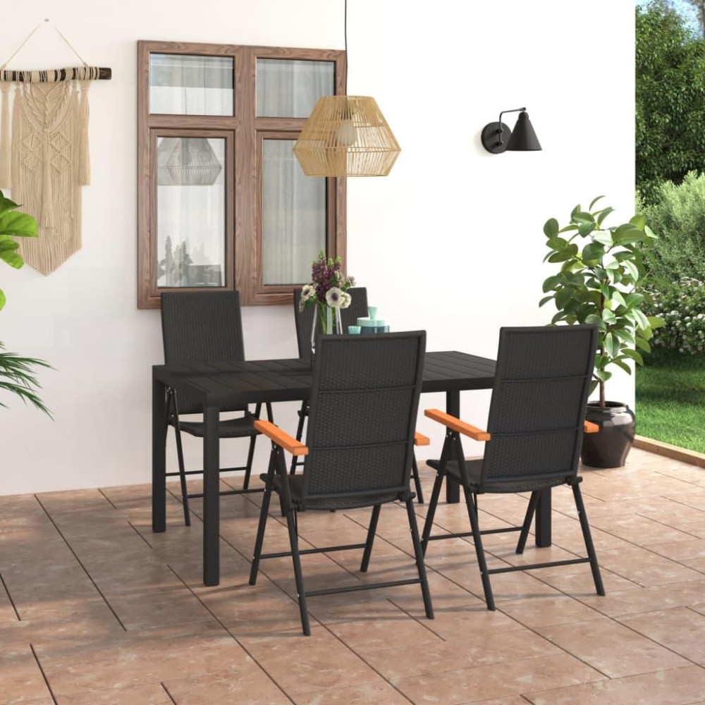 vidaXL 5 Piece Patio Dining Set Black and Brown