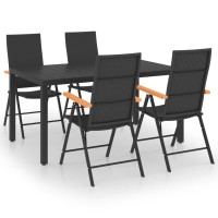 vidaXL 5 Piece Patio Dining Set Black and Brown