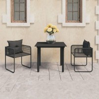 vidaXL 3 Piece Patio Dining Set PVC Rattan Black