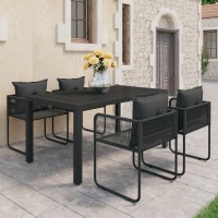 vidaXL 5 Piece Patio Dining Set PVC Rattan Black