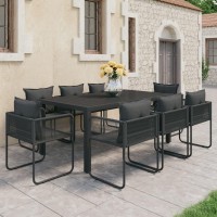 vidaXL 9 Piece Patio Dining Set PVC Rattan Black