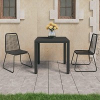 vidaXL 3 Piece Patio Dining Set PVC Rattan Black