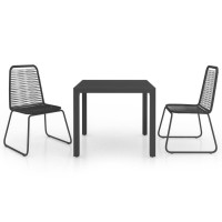 vidaXL 3 Piece Patio Dining Set PVC Rattan Black