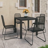 vidaXL 5 Piece Patio Dining Set PVC Rattan Black