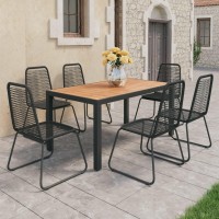 vidaXL 7 Piece Patio Dining Set PVC Rattan Black and Brown