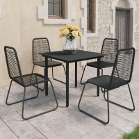 vidaXL 5 Piece Patio Dining Set PVC Rattan Black