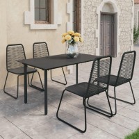 vidaXL 5 Piece Patio Dining Set PVC Rattan Black