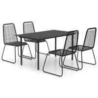 vidaXL 5 Piece Patio Dining Set PVC Rattan Black