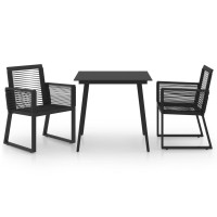 vidaXL 3 Piece Patio Dining Set PVC Rattan Black