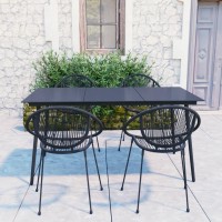 vidaXL 5 Piece Patio Dining Set PVC Rattan Black