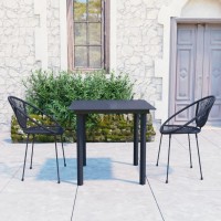 vidaXL 3 Piece Patio Dining Set PVC Rattan Black