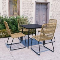 vidaXL 5 Piece Patio Dining Set Poly Rattan and Glass