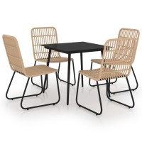 vidaXL 5 Piece Patio Dining Set Poly Rattan and Glass