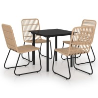 Vidaxl 5 Piece Patio Dining Set Poly Rattan And Glass