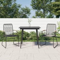 vidaXL 3 Piece Patio Dining Set Black PVC Rattan