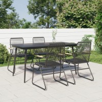 Vidaxl 5 Piece Patio Dining Set Black Pvc Rattan