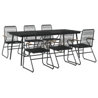 Vidaxl 7 Piece Patio Dining Set Black Pvc Rattan