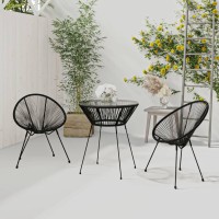 vidaXL 3 Piece Patio Dining Set PVC Rattan Black