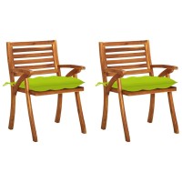 vidaXL Patio Dining Chairs with Cushions 2 pcs Solid Acacia Wood