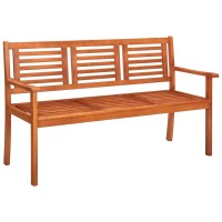 Vidaxl 3-Seater Patio Bench With Cushion 59.1 Solid Eucalyptus Wood